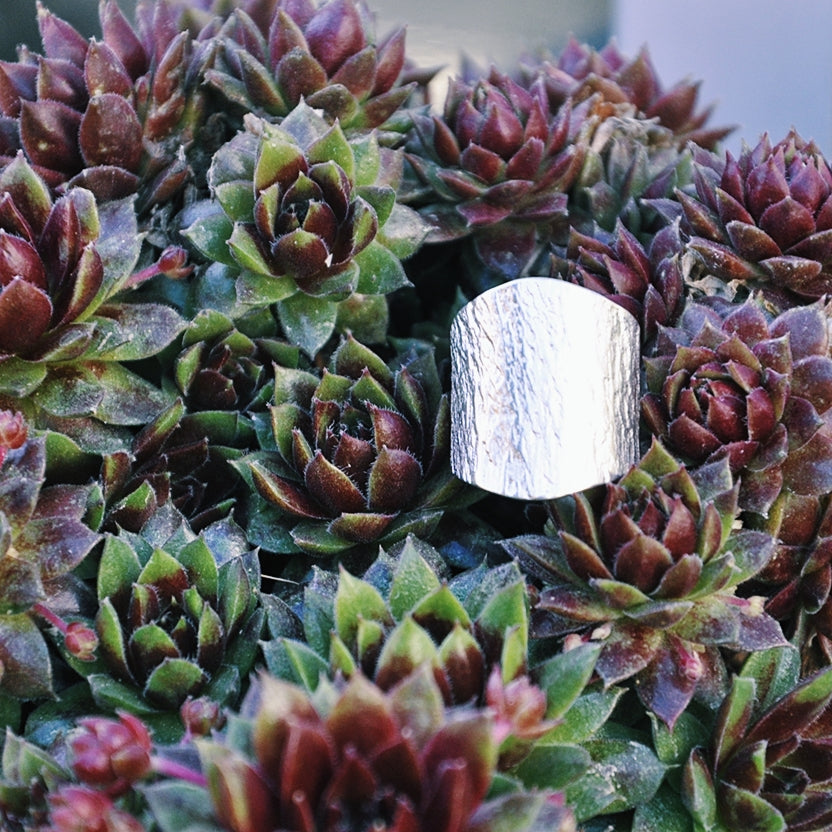 Bague Yoni écorce plaquée argent