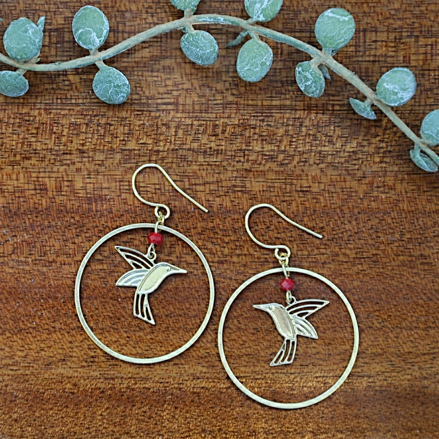 Boucles d'oreilles Colibris dorées à l'or fin