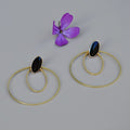 Boucles Circles noires dorées à l'or fin