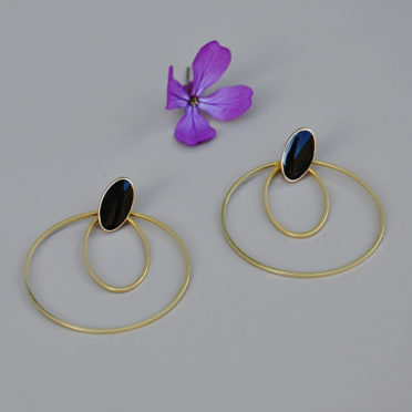 Boucles Circles noires dorées à l'or fin